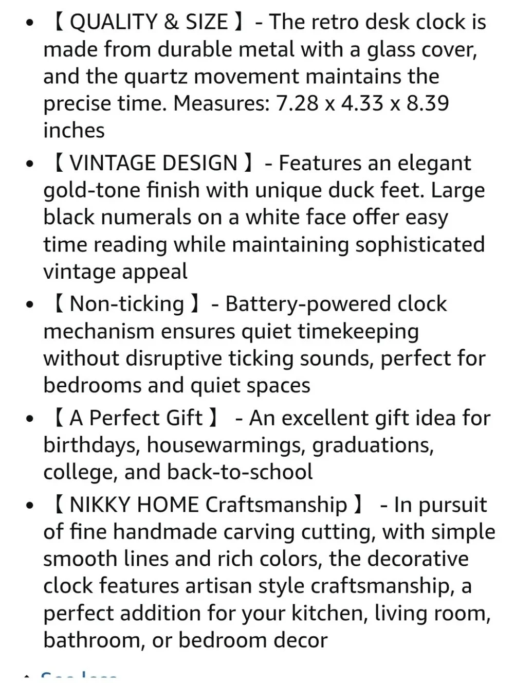 Nikky Home NWT Retro Iron Duck Palmate Footed Desktop Clock In Gold 8.39